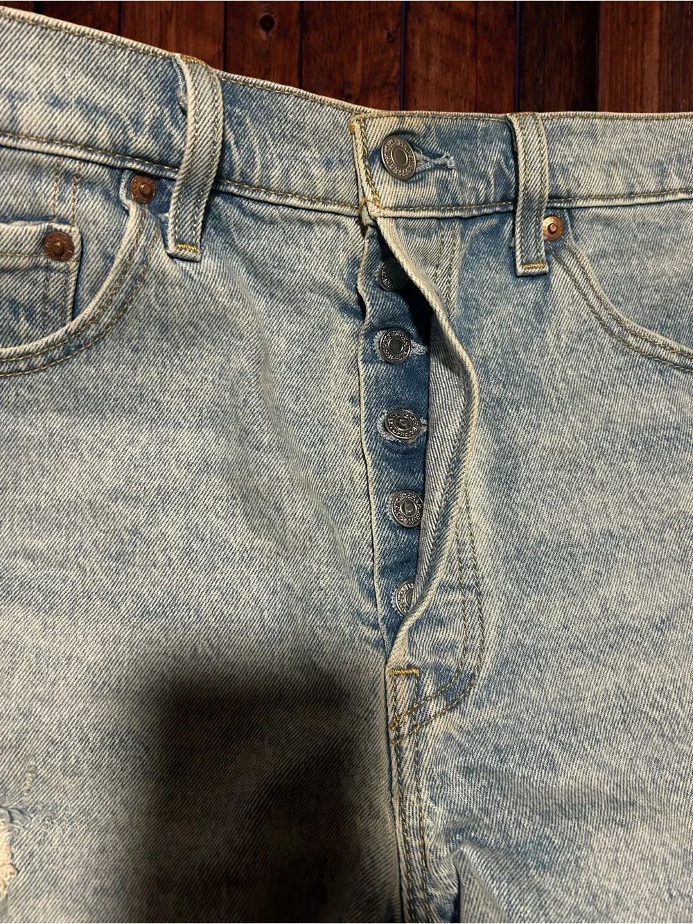 Levi's Light Wash Distressed Denim Cutoff Shorts
